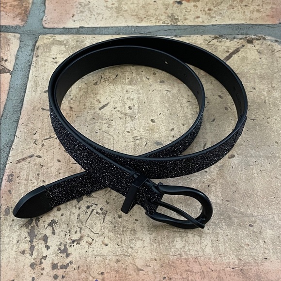 AllSaints Luna Sparkle Skinny Leather Black Western Belt Size Medium NWOT main image 7